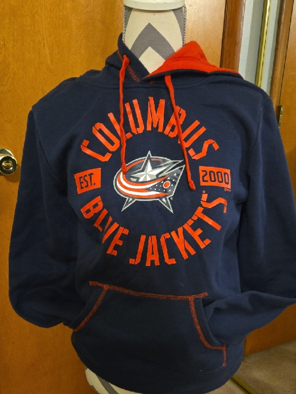 Fanatics Navy and Red Pullover Hoodie with NHL Logo
